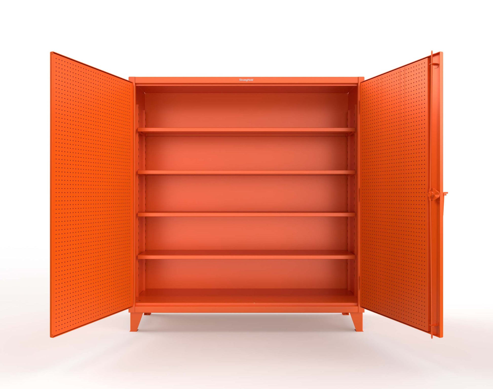 Extreme Duty 12 GA Cabinet with Pegboard Doors, 4 Shelves | 72 In. W x 24 In. D x 78 In. H - 66-PB-244-2009