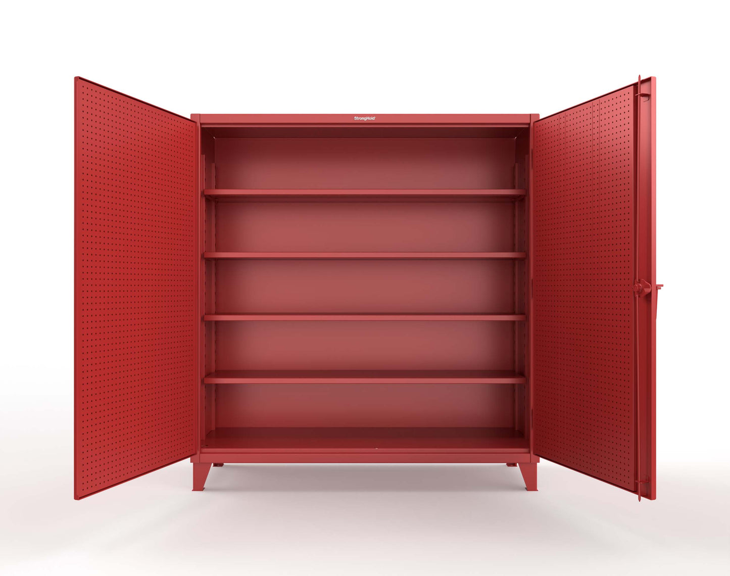 Extreme Duty 12 GA Cabinet with Pegboard Doors, 4 Shelves | 72 In. W x 24 In. D x 78 In. H - 66-PB-244-3001