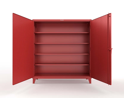 Extreme Duty 12 GA Cabinet with Pegboard Doors, 4 Shelves | 72 In. W x 24 In. D x 78 In. H - 66-PB-244-3001