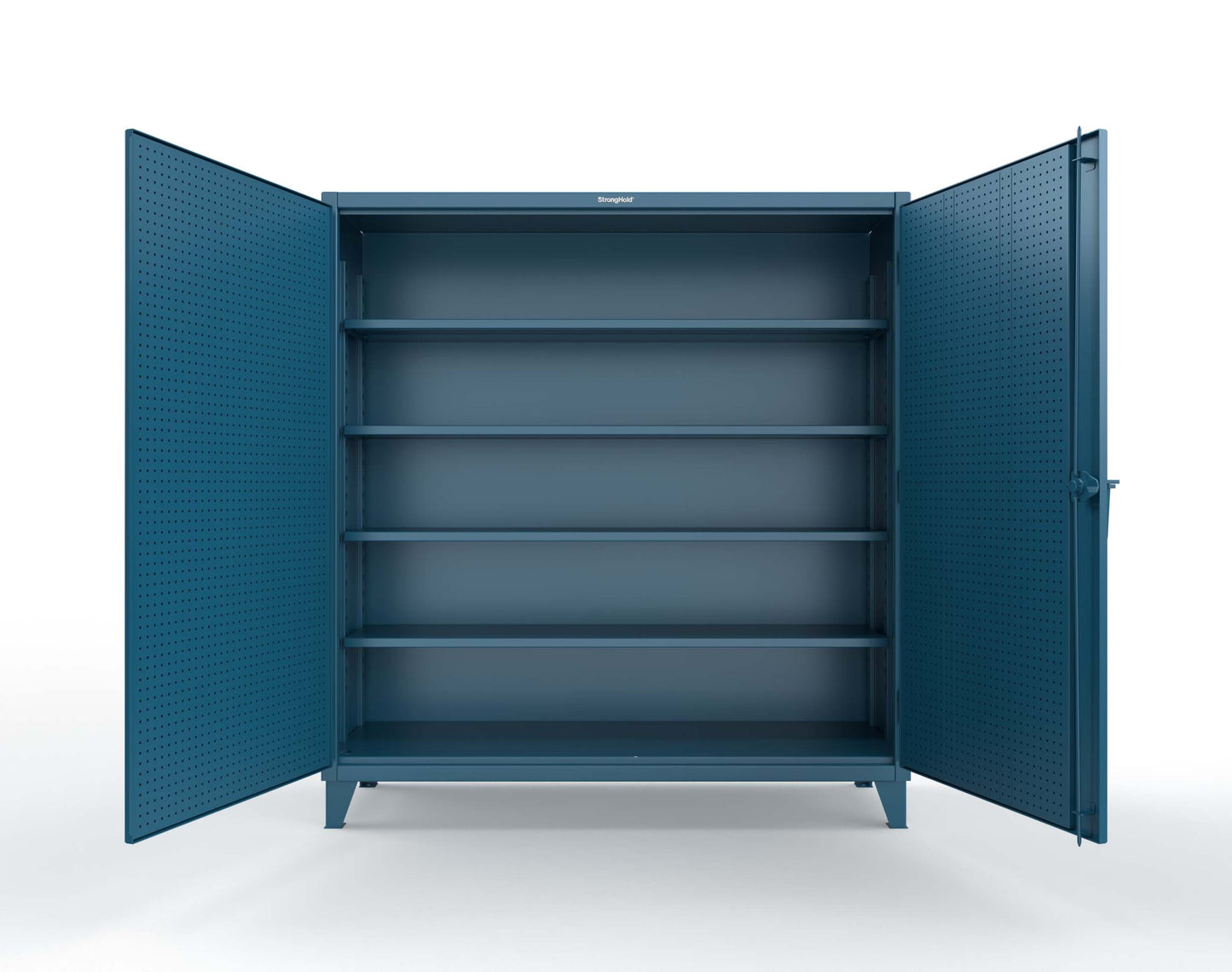 Extreme Duty 12 GA Cabinet with Pegboard Doors, 4 Shelves | 72 In. W x 24 In. D x 78 In. H - 66-PB-244-5001