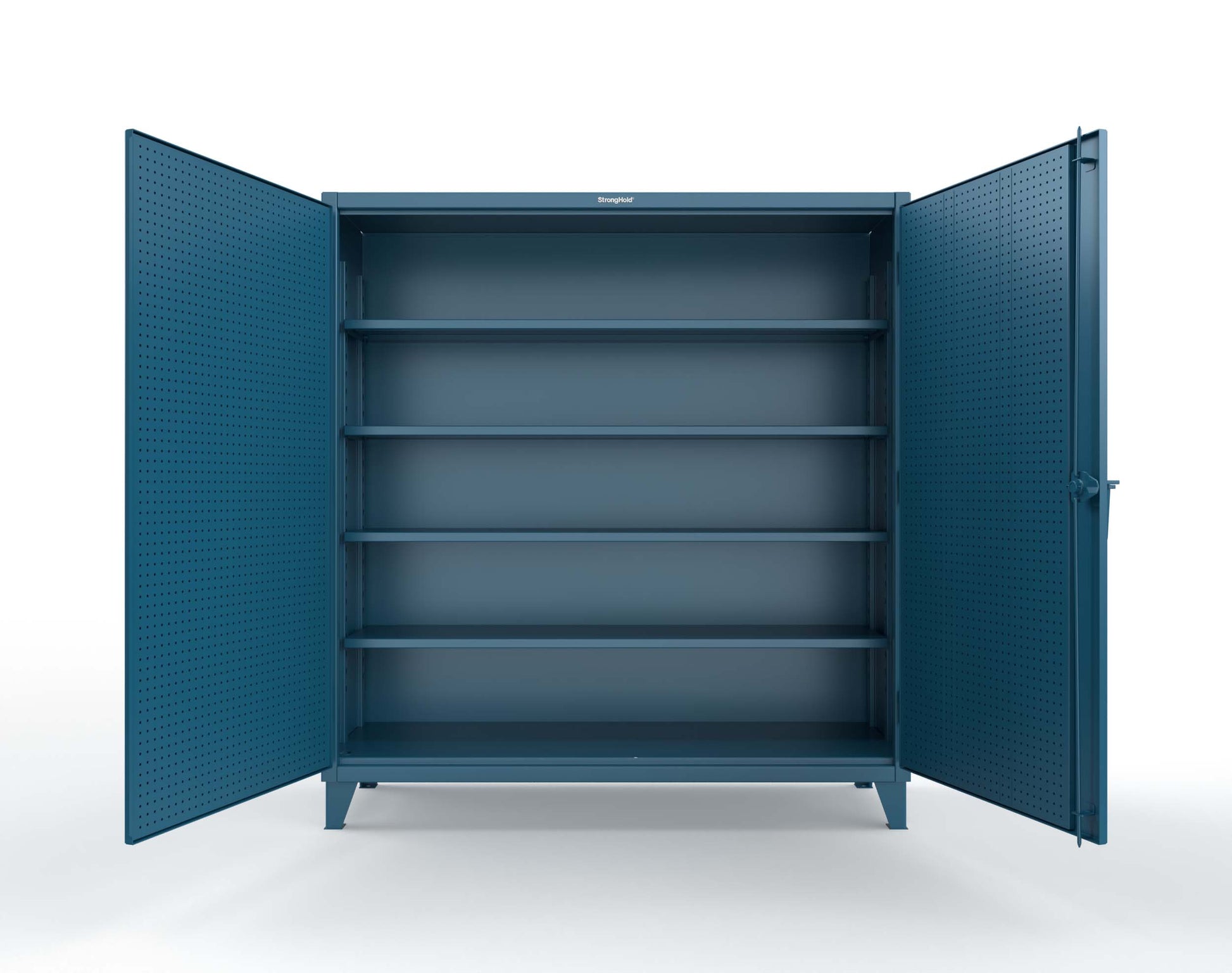 Extreme Duty 12 GA Cabinet with Pegboard Doors, 4 Shelves | 72 In. W x 24 In. D x 78 In. H - 66-PB-244-5001