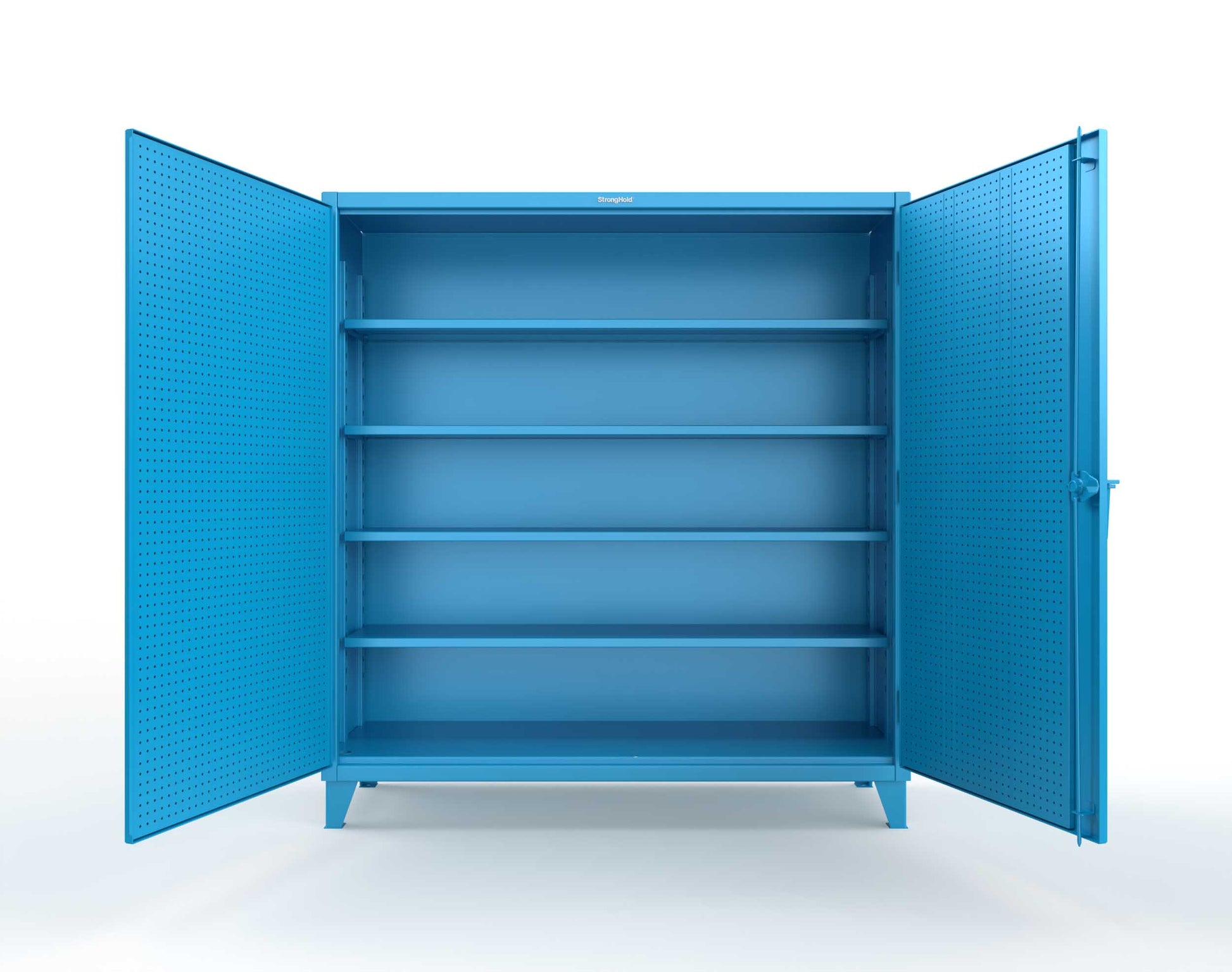 Extreme Duty 12 GA Cabinet with Pegboard Doors, 4 Shelves | 72 In. W x 24 In. D x 78 In. H - 66-PB-244-5012