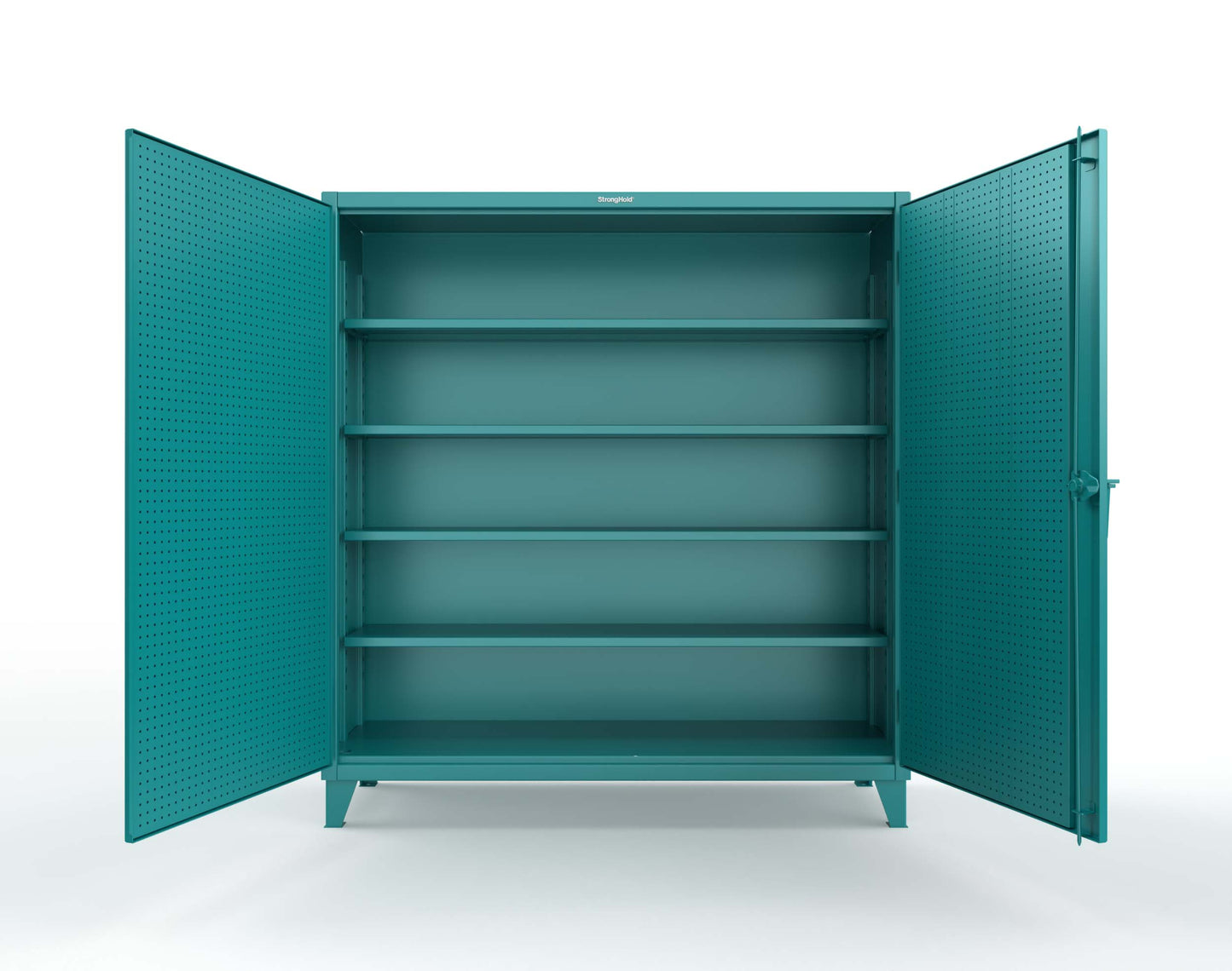 Extreme Duty 12 GA Cabinet with Pegboard Doors, 4 Shelves | 72 In. W x 24 In. D x 78 In. H - 66-PB-244-5021