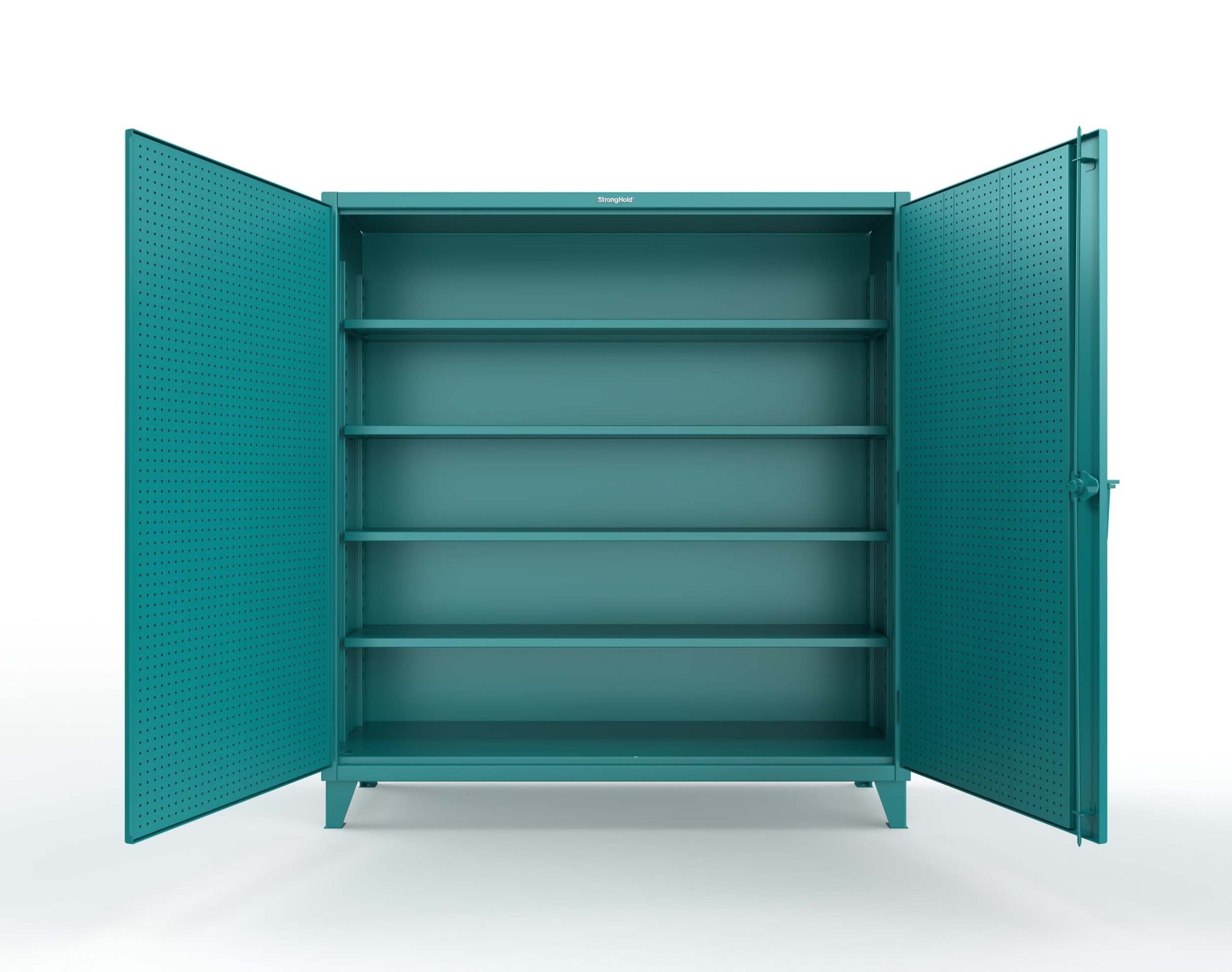 Extreme Duty 12 GA Cabinet with Pegboard Doors, 4 Shelves | 72 In. W x 24 In. D x 78 In. H - 66-PB-244-5021