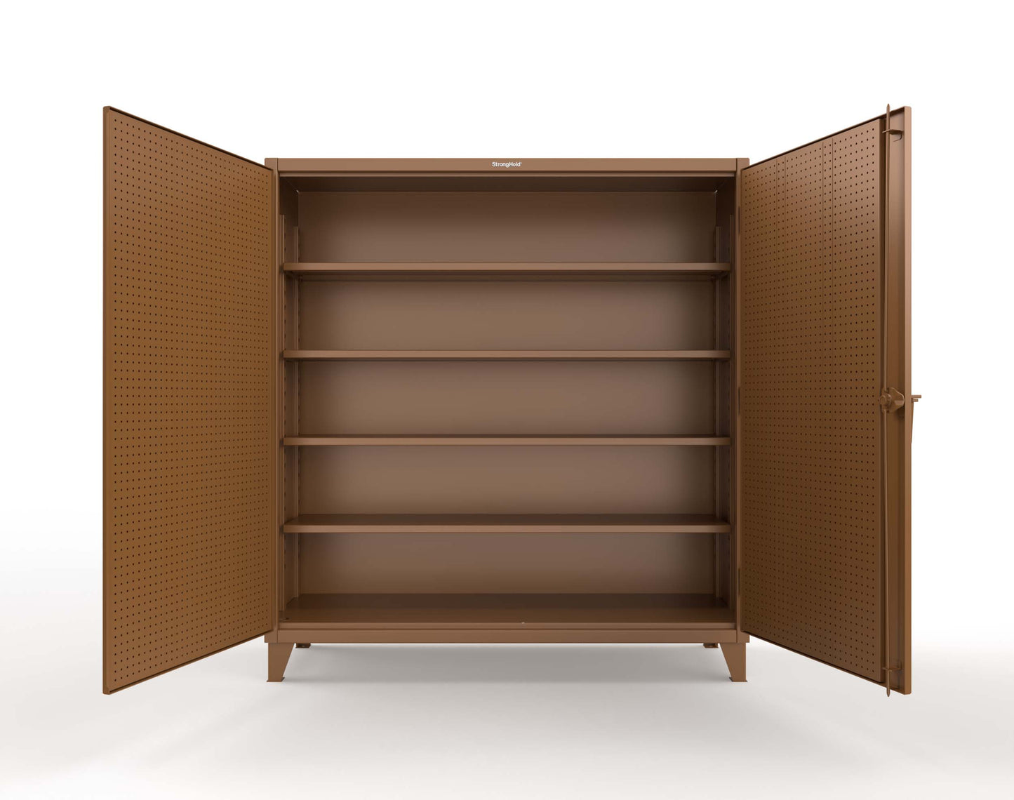 Extreme Duty 12 GA Cabinet with Pegboard Doors, 4 Shelves | 72 In. W x 24 In. D x 78 In. H - 66-PB-244-8008