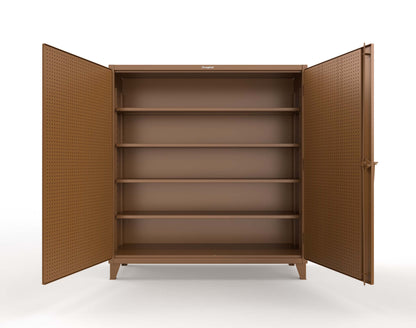 Extreme Duty 12 GA Cabinet with Pegboard Doors, 4 Shelves | 72 In. W x 24 In. D x 78 In. H - 66-PB-244-8008