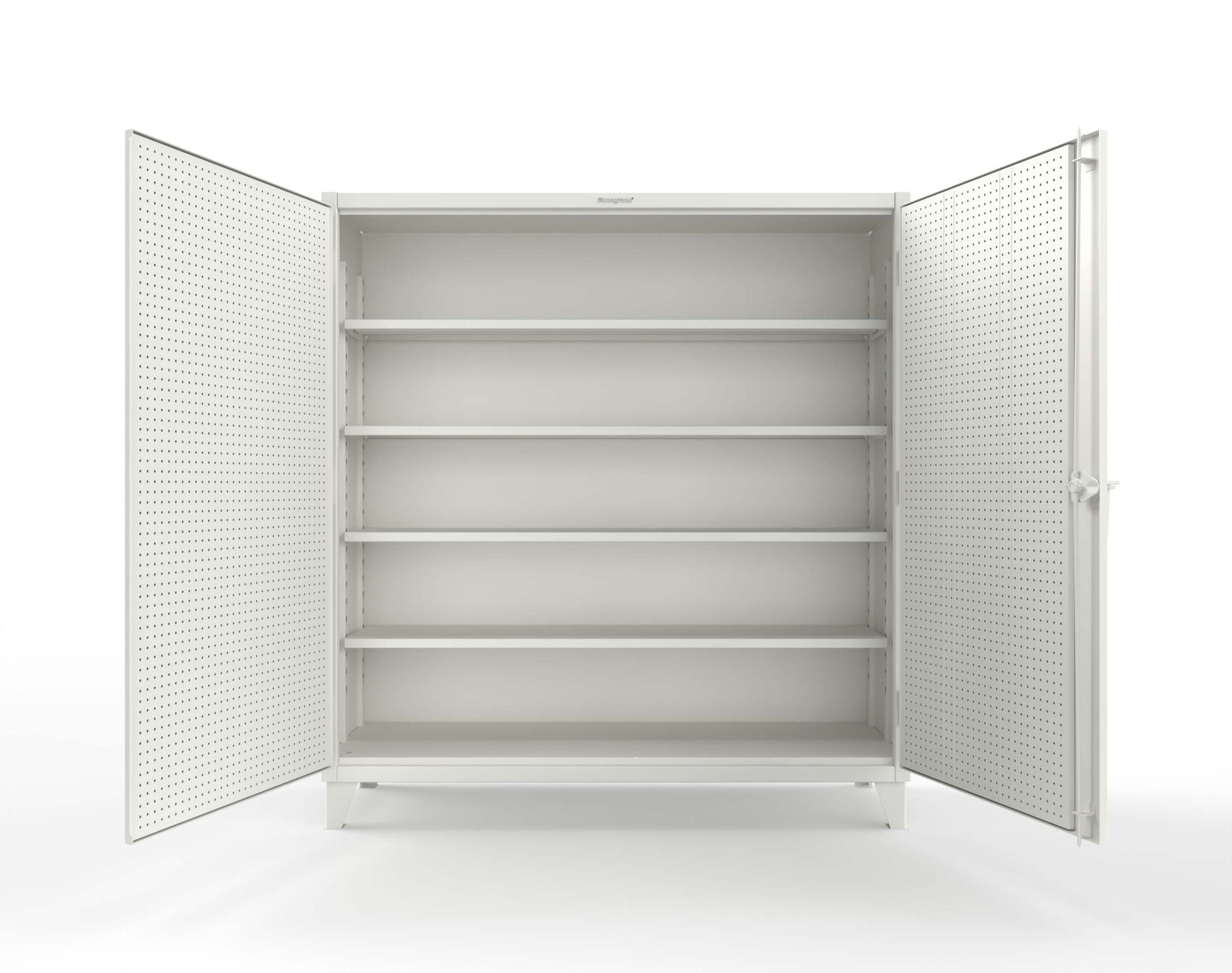 Extreme Duty 12 GA Cabinet with Pegboard Doors, 4 Shelves | 72 In. W x 24 In. D x 78 In. H - 66-PB-244-9003