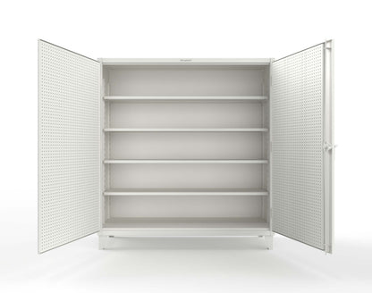 Extreme Duty 12 GA Cabinet with Pegboard Doors, 4 Shelves | 72 In. W x 24 In. D x 78 In. H - 66-PB-244-9003