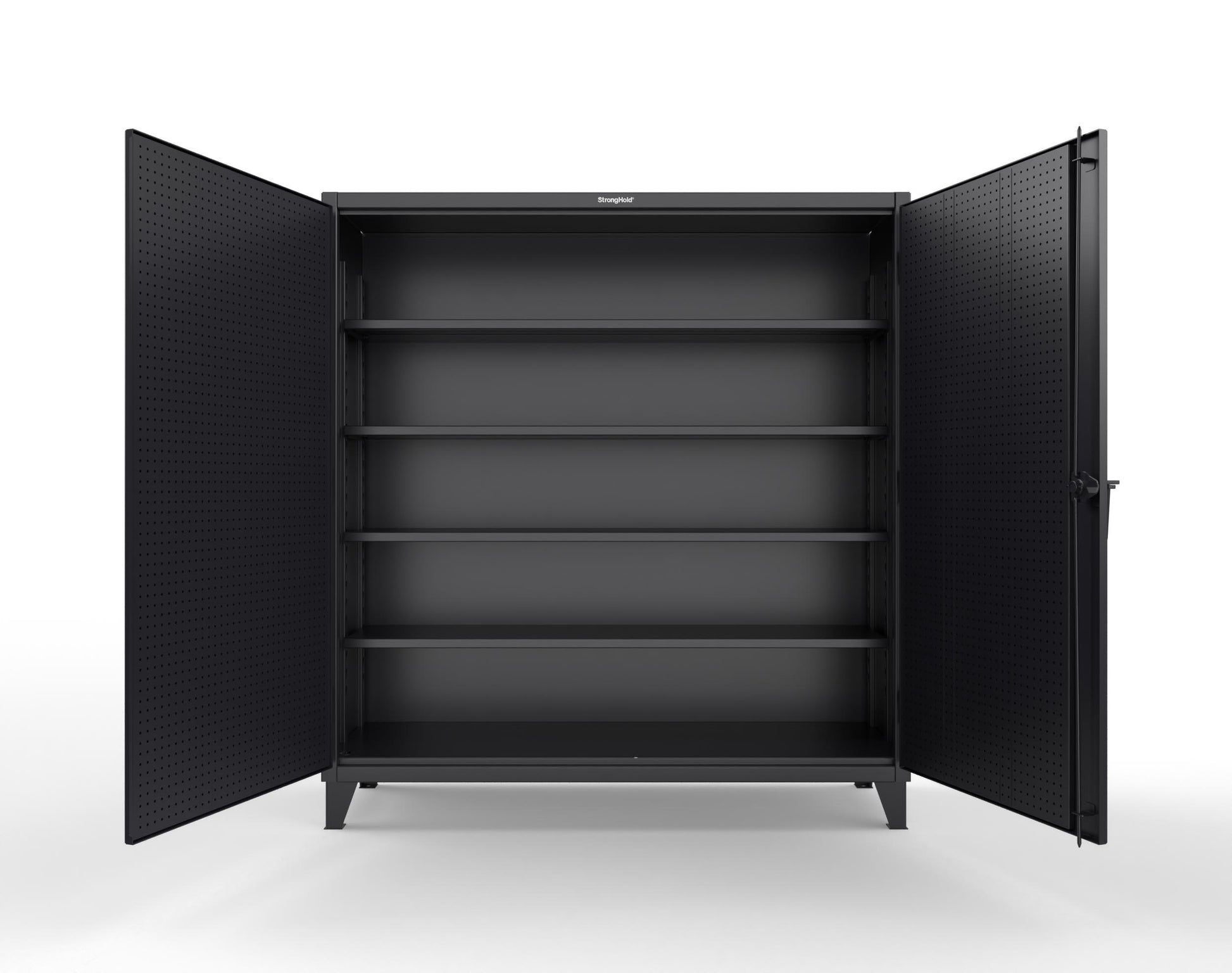 Extreme Duty 12 GA Cabinet with Pegboard Doors, 4 Shelves | 72 In. W x 24 In. D x 78 In. H - 66-PB-244-9005