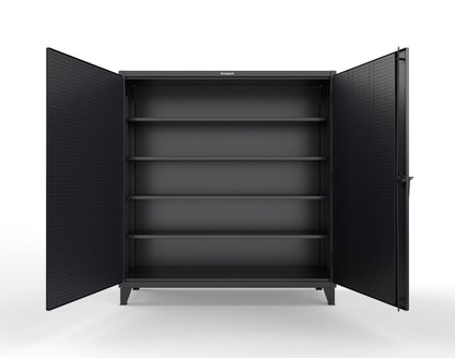 Extreme Duty 12 GA Cabinet with Pegboard Doors, 4 Shelves | 72 In. W x 24 In. D x 78 In. H - 66-PB-244-9005