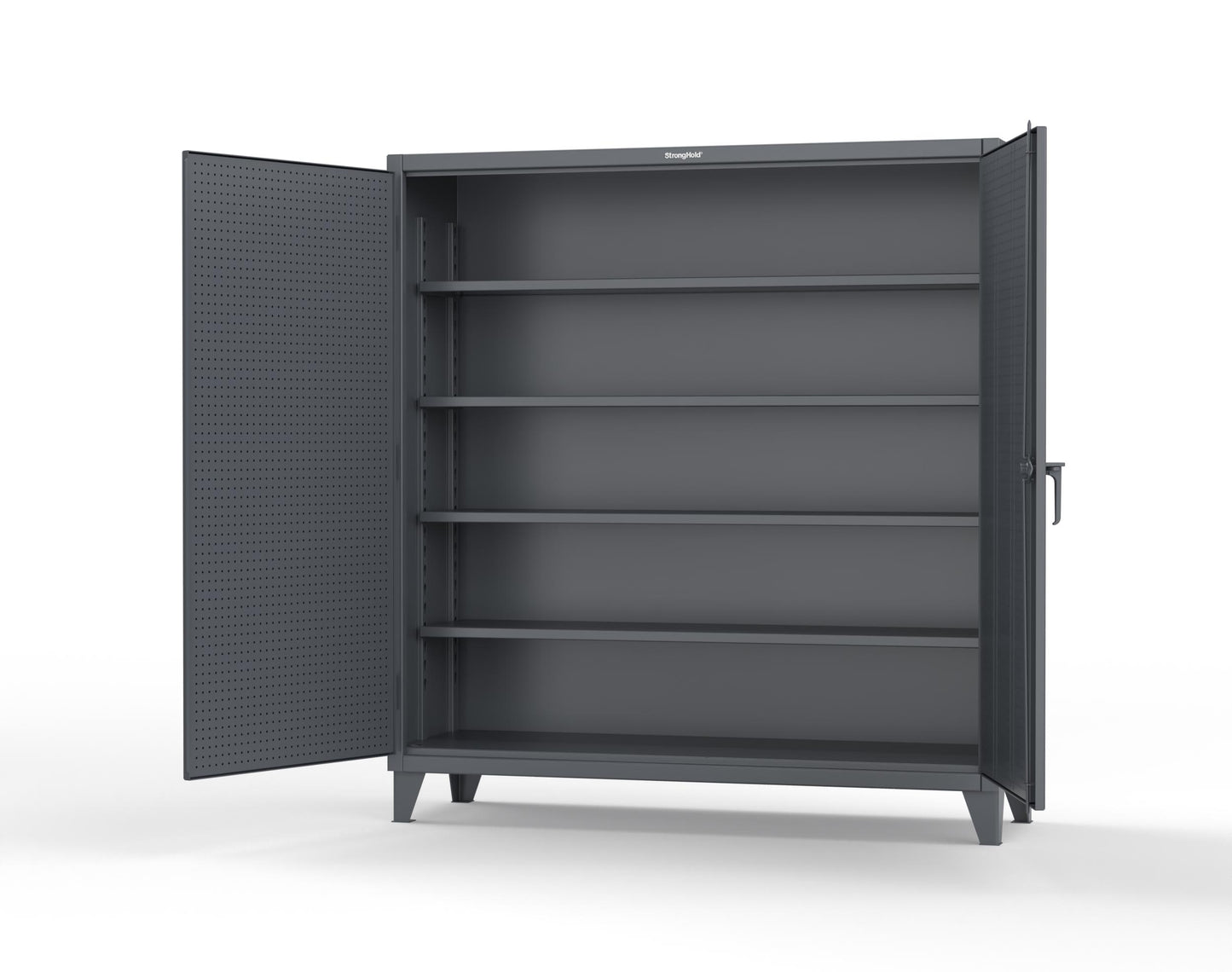 Extreme Duty 12 GA Cabinet with Pegboard Doors, 4 Shelves | 72 In. W x 24 In. D x 78 In. H - 66-PB-244-7024