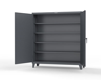 Extreme Duty 12 GA Cabinet with Pegboard Doors, 4 Shelves | 72 In. W x 24 In. D x 78 In. H - 66-PB-244-7024