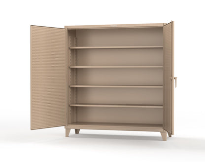 Extreme Duty 12 GA Cabinet with Pegboard Doors, 4 Shelves | 72 In. W x 24 In. D x 78 In. H - 66-PB-244-1019
