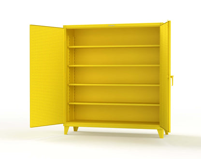 Extreme Duty 12 GA Cabinet with Pegboard Doors, 4 Shelves | 72 In. W x 24 In. D x 78 In. H - 66-PB-244-1021