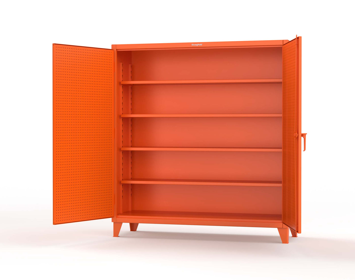 Extreme Duty 12 GA Cabinet with Pegboard Doors, 4 Shelves | 72 In. W x 24 In. D x 78 In. H - 66-PB-244-2009