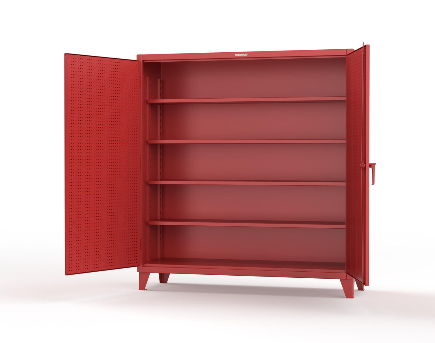 Extreme Duty 12 GA Cabinet with Pegboard Doors, 4 Shelves | 72 In. W x 24 In. D x 78 In. H - 66-PB-244-3001