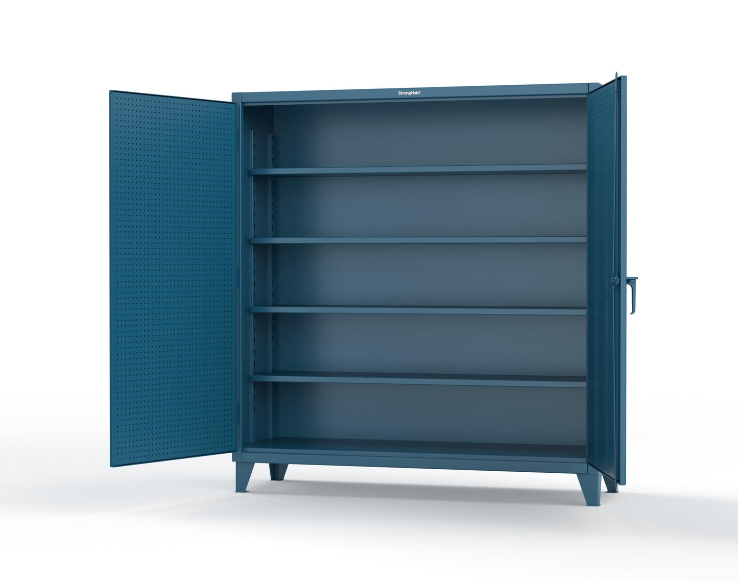 Extreme Duty 12 GA Cabinet with Pegboard Doors, 4 Shelves | 72 In. W x 24 In. D x 78 In. H - 66-PB-244-5001