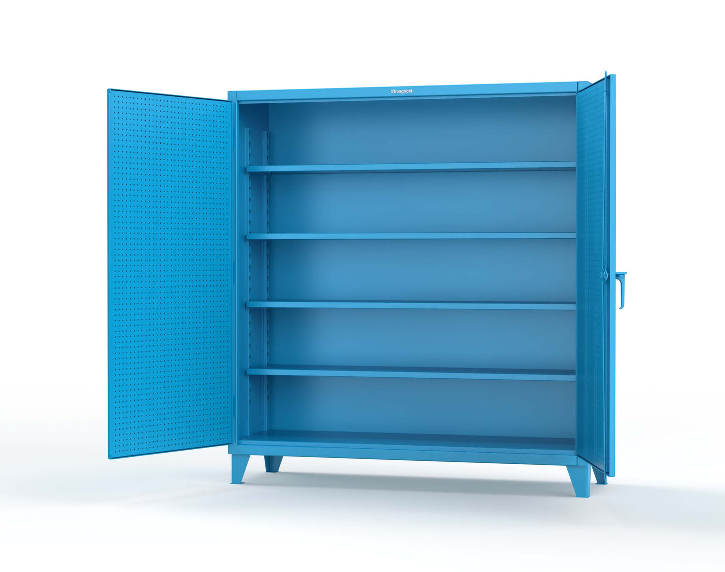 Extreme Duty 12 GA Cabinet with Pegboard Doors, 4 Shelves | 72 In. W x 24 In. D x 78 In. H - 66-PB-244-5012