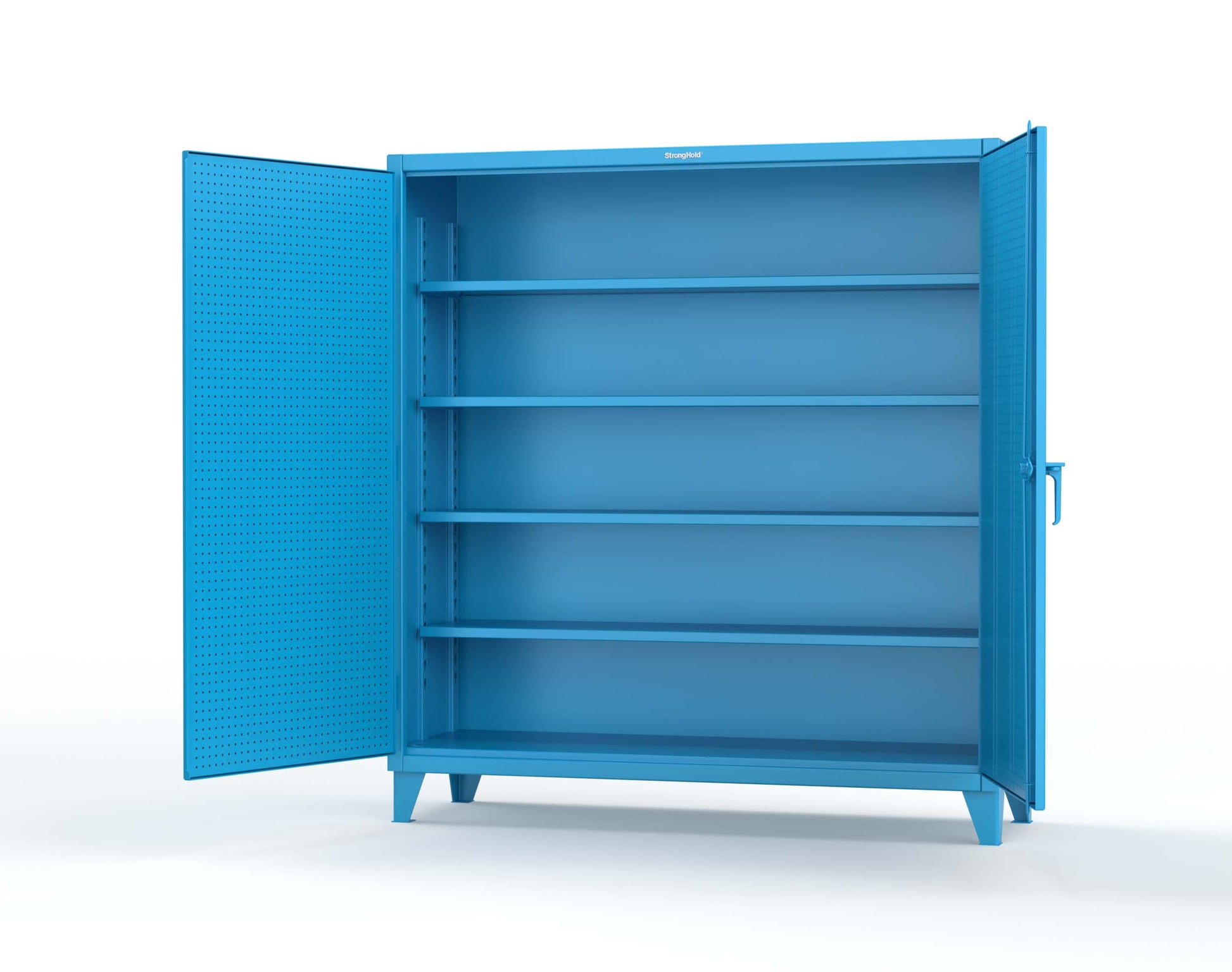 Extreme Duty 12 GA Cabinet with Pegboard Doors, 4 Shelves | 72 In. W x 24 In. D x 78 In. H - 66-PB-244-5012