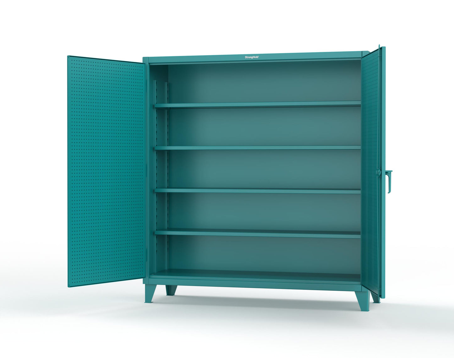 Extreme Duty 12 GA Cabinet with Pegboard Doors, 4 Shelves | 72 In. W x 24 In. D x 78 In. H - 66-PB-244-5021
