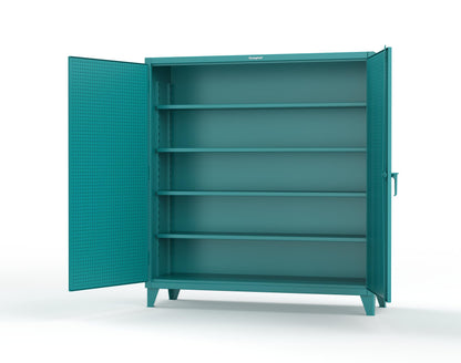 Extreme Duty 12 GA Cabinet with Pegboard Doors, 4 Shelves | 72 In. W x 24 In. D x 78 In. H - 66-PB-244-5021