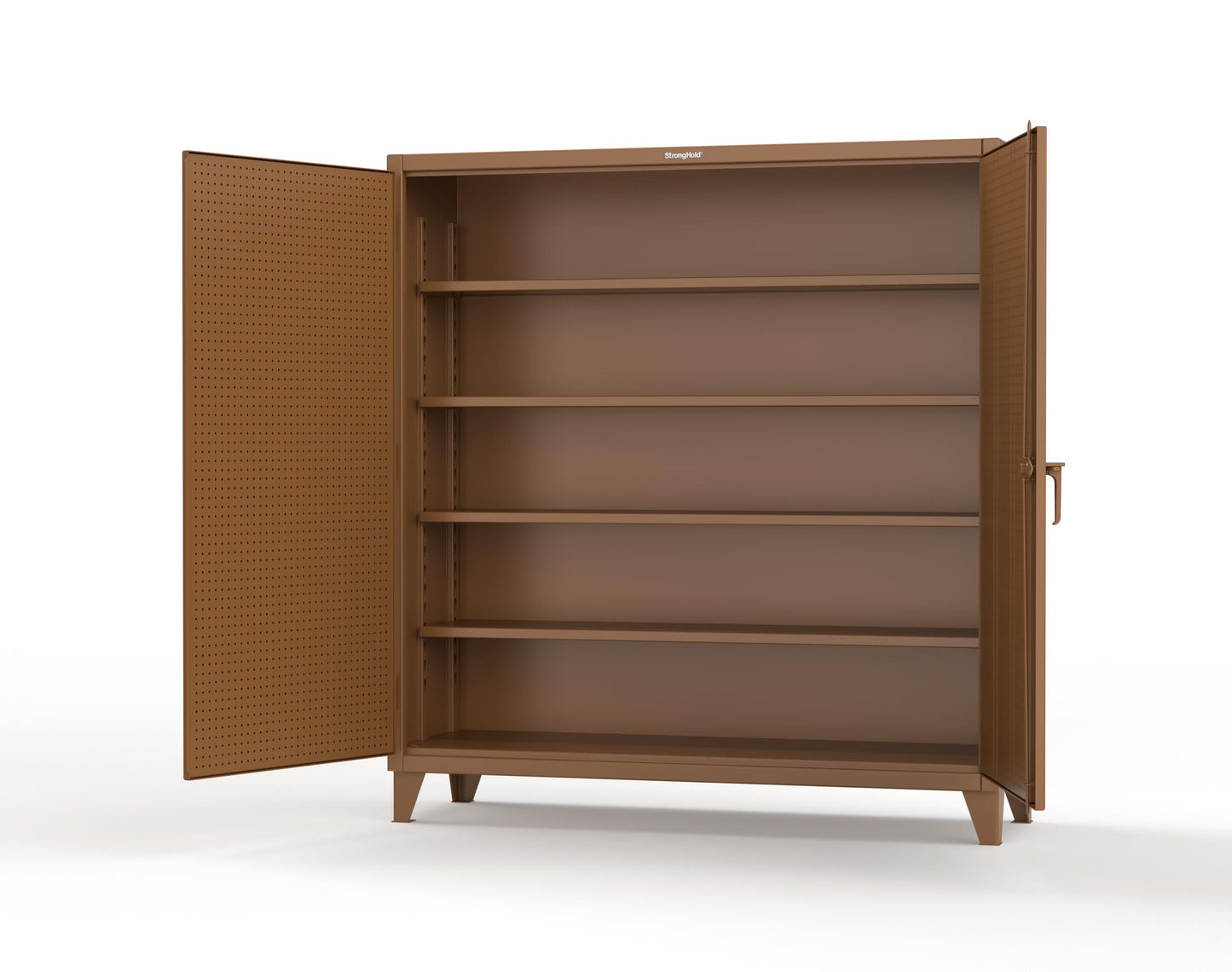 Extreme Duty 12 GA Cabinet with Pegboard Doors, 4 Shelves | 72 In. W x 24 In. D x 78 In. H - 66-PB-244-8008