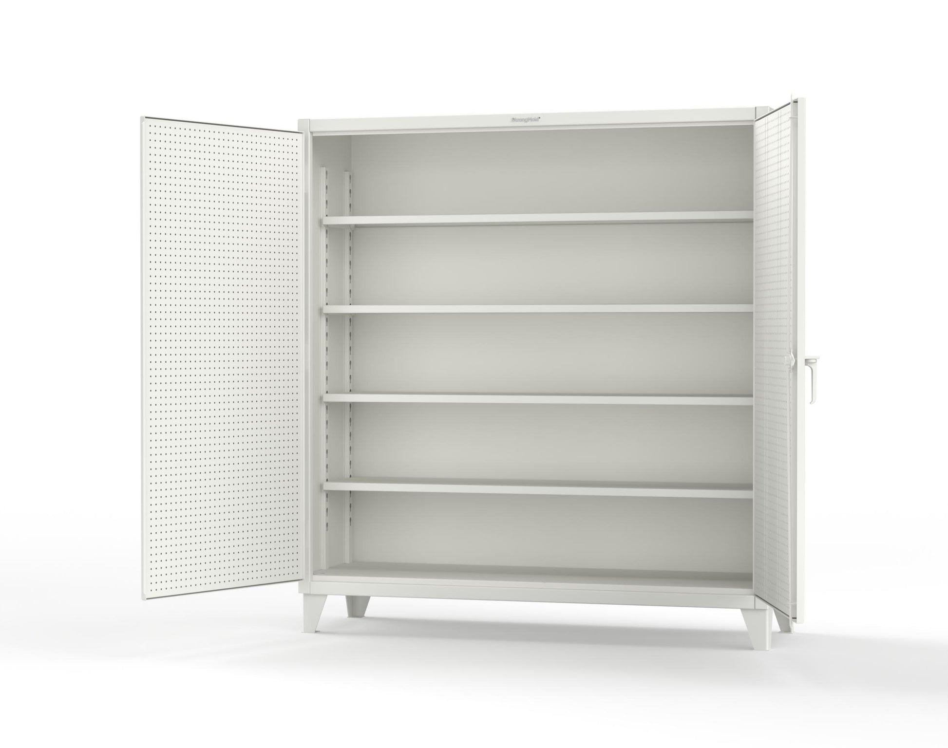 Extreme Duty 12 GA Cabinet with Pegboard Doors, 4 Shelves | 72 In. W x 24 In. D x 78 In. H - 66-PB-244-9003
