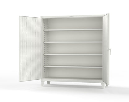 Extreme Duty 12 GA Cabinet with Pegboard Doors, 4 Shelves | 72 In. W x 24 In. D x 78 In. H - 66-PB-244-9003