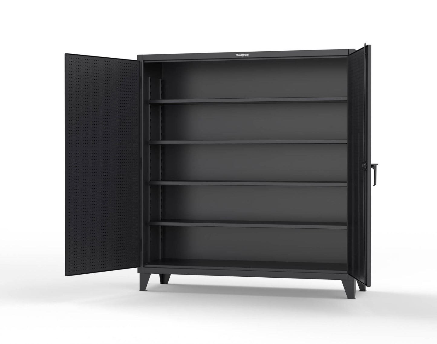 Extreme Duty 12 GA Cabinet with Pegboard Doors, 4 Shelves | 72 In. W x 24 In. D x 78 In. H - 66-PB-244-9005