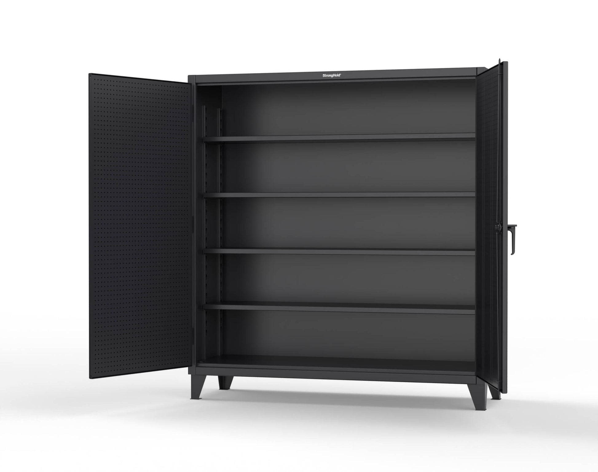 Extreme Duty 12 GA Cabinet with Pegboard Doors, 4 Shelves | 72 In. W x 24 In. D x 78 In. H - 66-PB-244-9005