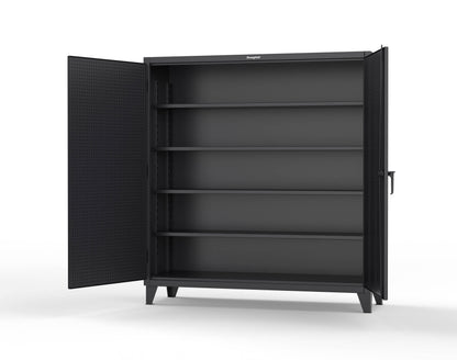 Extreme Duty 12 GA Cabinet with Pegboard Doors, 4 Shelves | 72 In. W x 24 In. D x 78 In. H - 66-PB-244-9005