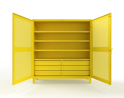 Extreme Duty 12 GA Ventilated (Diamond) Cabinet with 6 Half-Width Drawers, 4 Shelves - 72 In. W x 24 In. D x 78 In. H - 66-V-244-6.5DB-7024-1021