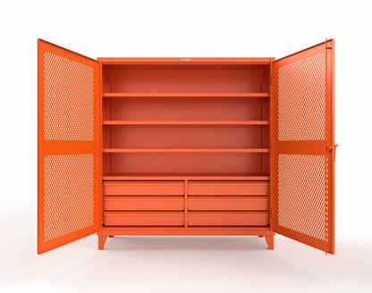 Extreme Duty 12 GA Ventilated (Diamond) Cabinet with 6 Half-Width Drawers, 4 Shelves - 72 In. W x 24 In. D x 78 In. H - 66-V-244-6.5DB-7024-2009