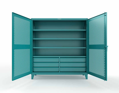 Extreme Duty 12 GA Ventilated (Diamond) Cabinet with 6 Half-Width Drawers, 4 Shelves - 72 In. W x 24 In. D x 78 In. H - 66-V-244-6.5DB-7024-5021