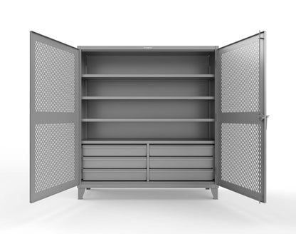 Extreme Duty 12 GA Ventilated (Diamond) Cabinet with 6 Half-Width Drawers, 4 Shelves - 72 In. W x 24 In. D x 78 In. H - 66-V-244-6.5DB-7024-7037