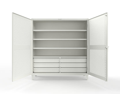 Extreme Duty 12 GA Ventilated (Diamond) Cabinet with 6 Half-Width Drawers, 4 Shelves - 72 In. W x 24 In. D x 78 In. H - 66-V-244-6.5DB-7024-9003