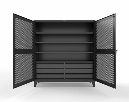 Extreme Duty 12 GA Ventilated (Diamond) Cabinet with 6 Half-Width Drawers, 4 Shelves - 72 In. W x 24 In. D x 78 In. H - 66-V-244-6.5DB-7024-9005