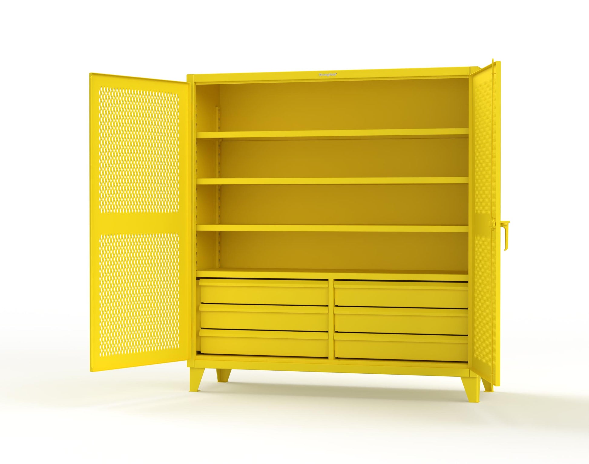 Extreme Duty 12 GA Ventilated (Diamond) Cabinet with 6 Half-Width Drawers, 4 Shelves - 72 In. W x 24 In. D x 78 In. H - 66-V-244-6.5DB-7024-1021