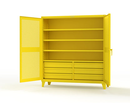 Extreme Duty 12 GA Ventilated (Diamond) Cabinet with 6 Half-Width Drawers, 4 Shelves - 72 In. W x 24 In. D x 78 In. H - 66-V-244-6.5DB-7024-1021