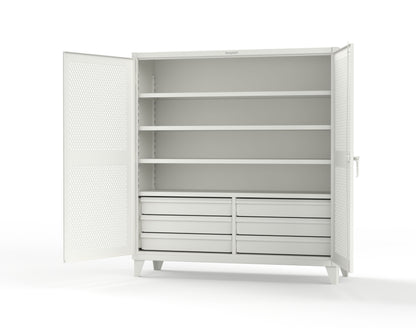 Extreme Duty 12 GA Ventilated (Diamond) Cabinet with 6 Half-Width Drawers, 4 Shelves - 72 In. W x 24 In. D x 78 In. H - 66-V-244-6.5DB-7024-9003