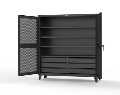 Extreme Duty 12 GA Ventilated (Diamond) Cabinet with 6 Half-Width Drawers, 4 Shelves - 72 In. W x 24 In. D x 78 In. H - 66-V-244-6.5DB-7024-9005