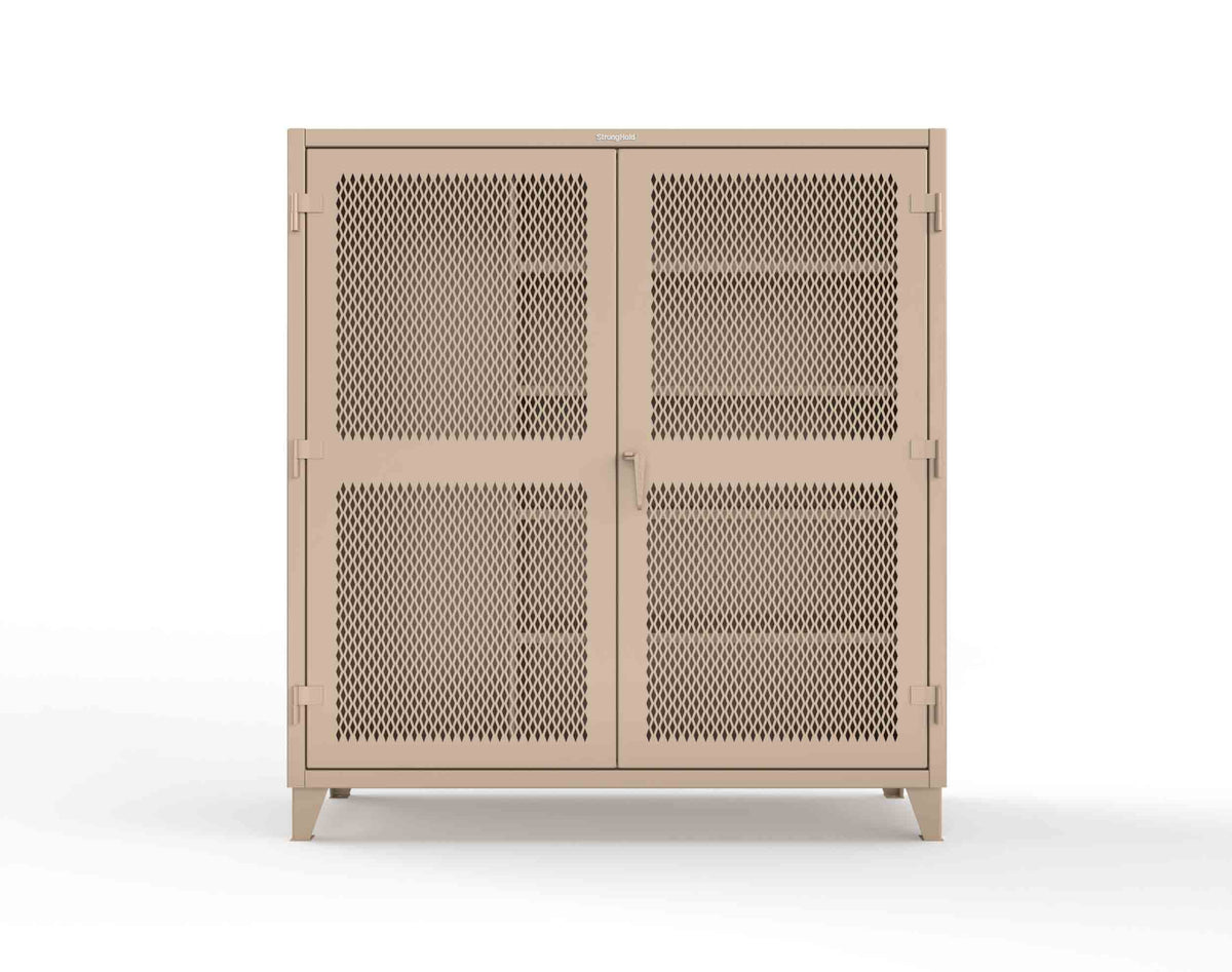 Extreme Duty 12 GA Janitorial Ventilated (Diamond) Cabinet with 4 Shelves - 72 In. W x 24 In. D x 78 In. H - 66-V-BC-244-1019