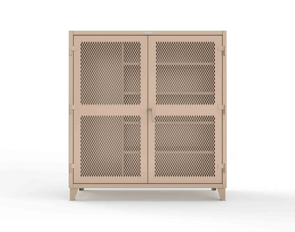 Extreme Duty 12 GA Janitorial Ventilated (Diamond) Cabinet with 4 Shelves - 72 In. W x 24 In. D x 78 In. H - 66-V-BC-244-1019