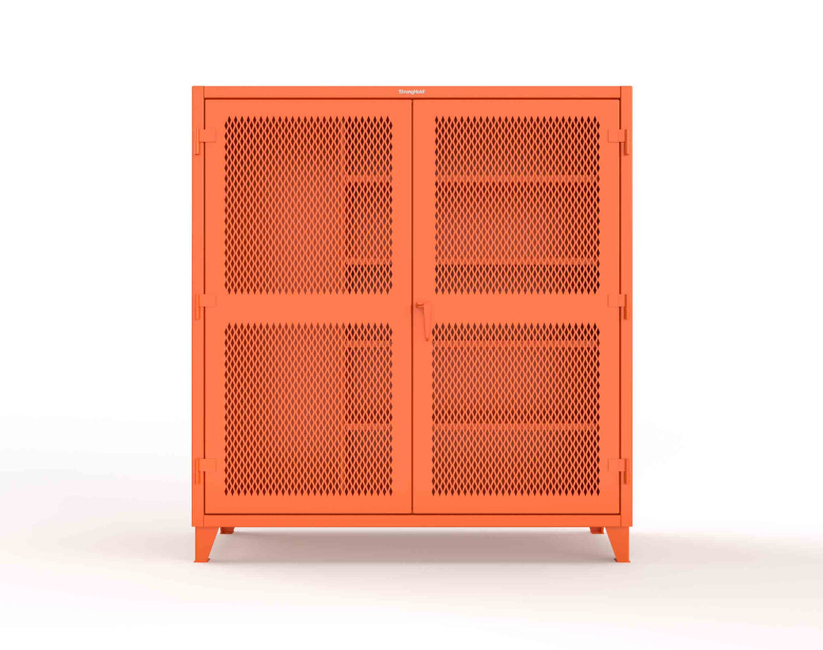 Extreme Duty 12 GA Janitorial Ventilated (Diamond) Cabinet with 4 Shelves - 72 In. W x 24 In. D x 78 In. H - 66-V-BC-244-2004