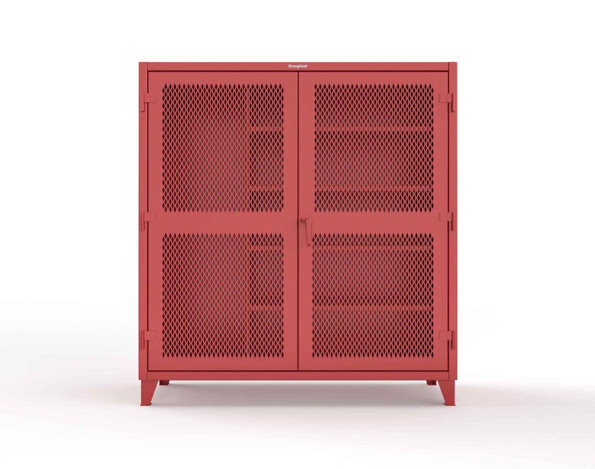 Extreme Duty 12 GA Janitorial Ventilated (Diamond) Cabinet with 4 Shelves - 72 In. W x 24 In. D x 78 In. H - 66-V-BC-244-3001