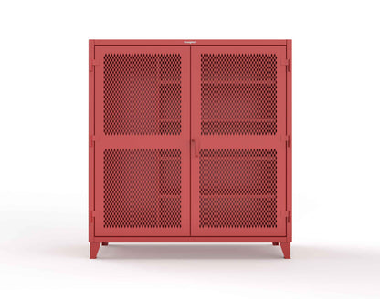 Extreme Duty 12 GA Janitorial Ventilated (Diamond) Cabinet with 4 Shelves - 72 In. W x 24 In. D x 78 In. H - 66-V-BC-244-3001