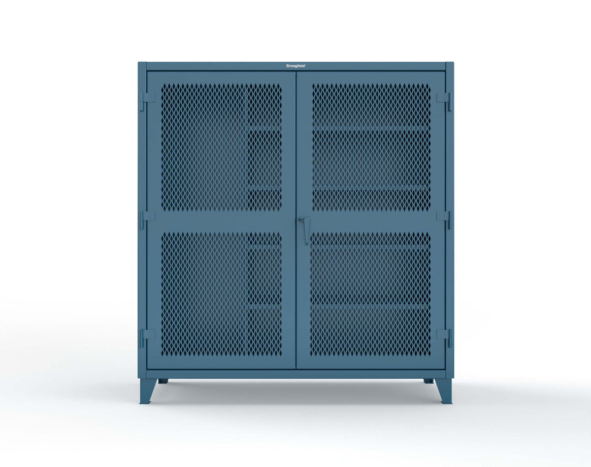 Extreme Duty 12 GA Janitorial Ventilated (Diamond) Cabinet with 4 Shelves - 72 In. W x 24 In. D x 78 In. H - 66-V-BC-244-5010