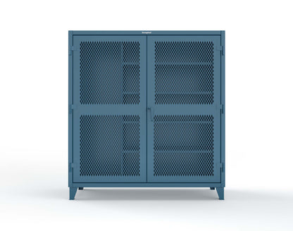 Extreme Duty 12 GA Janitorial Ventilated (Diamond) Cabinet with 4 Shelves - 72 In. W x 24 In. D x 78 In. H - 66-V-BC-244-5010