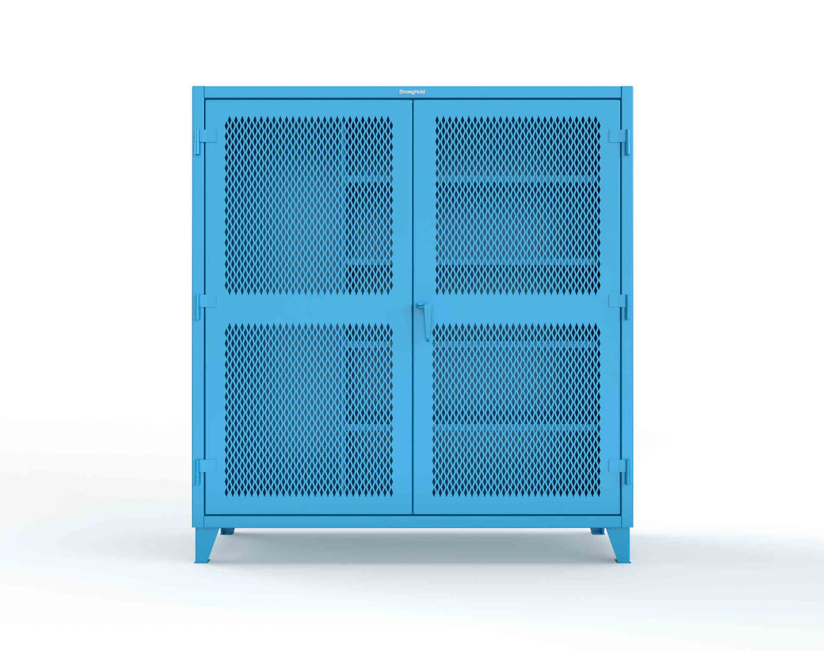 Extreme Duty 12 GA Janitorial Ventilated (Diamond) Cabinet with 4 Shelves - 72 In. W x 24 In. D x 78 In. H - 66-V-BC-244-5012
