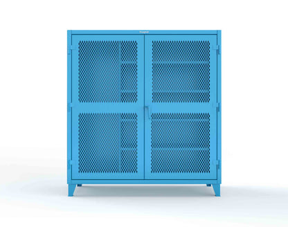 Extreme Duty 12 GA Janitorial Ventilated (Diamond) Cabinet with 4 Shelves - 72 In. W x 24 In. D x 78 In. H - 66-V-BC-244-5012